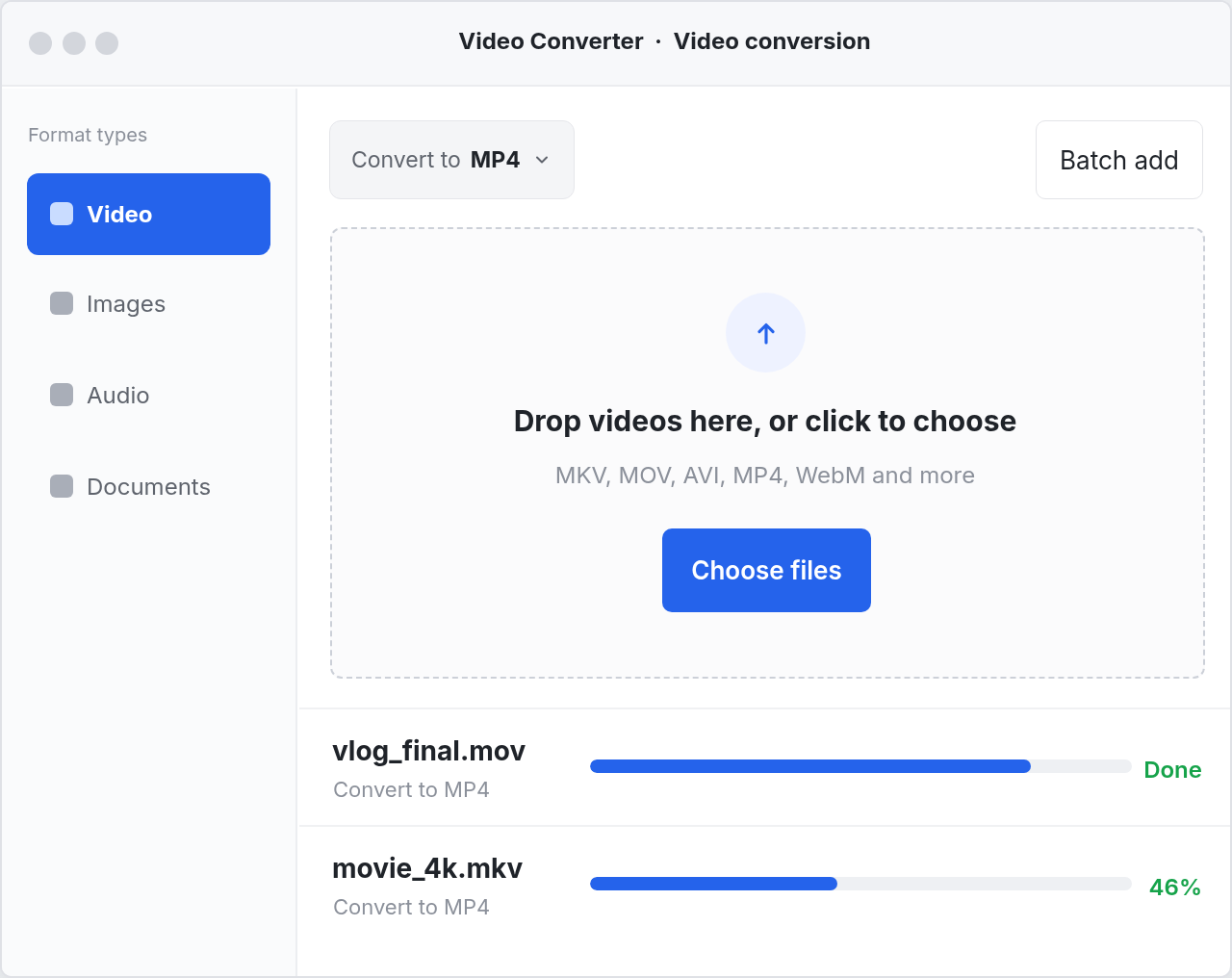 Video Converter desktop app on Windows